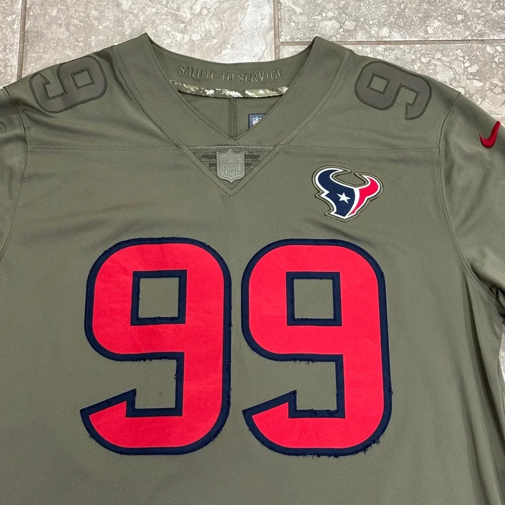 Nike Houston Texans JJ Watt 99 Salute to Service Jersey Mens XL‎ Olive Green NFL